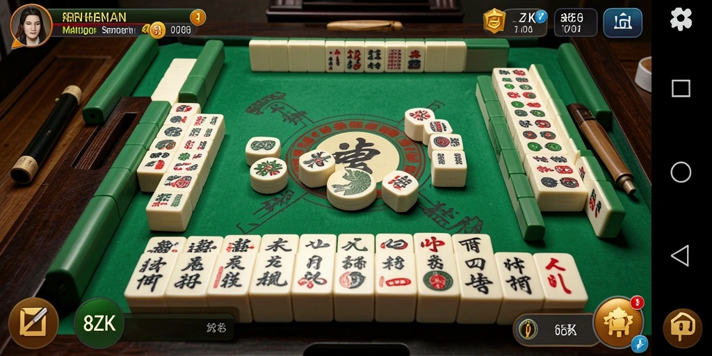 Tampilan gameplay menarik dari 8ZK yang menampilkan momen seru bermain Mahjong.