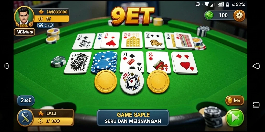Gameplay seru Gaple di 9ET dengan grafis menarik.