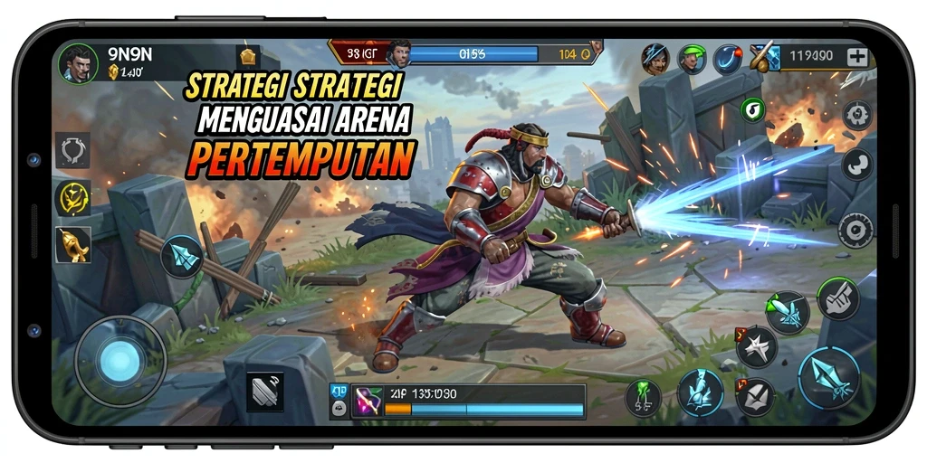 Tampilan utama 9N9N dengan aksi pertempuran strategi yang mendebarkan.