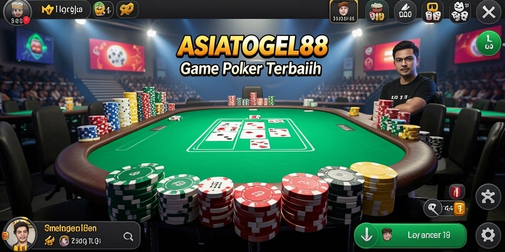 Screenshot utama ASIATOGEL88 menampilkan gameplay Poker yang mendebarkan.