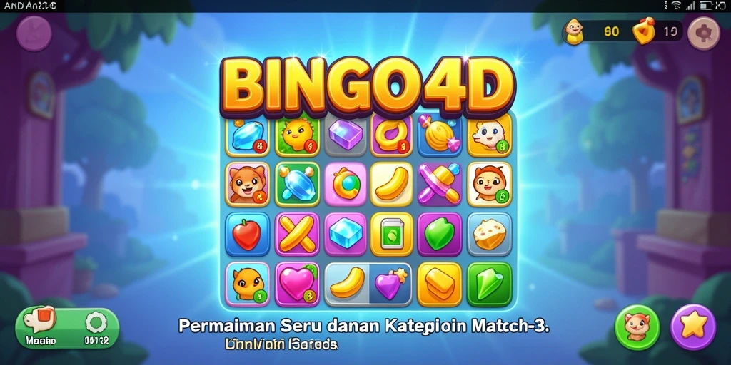 Screenshot BINGO4D menampilkan gameplay seru dari permainan Match-3.