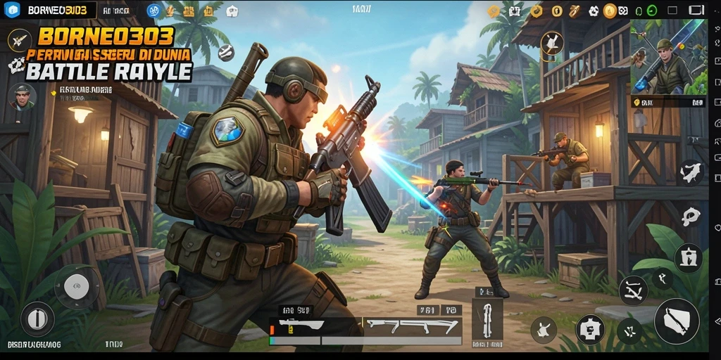 Screenshot showcasing intense Battle Royale gameplay in BORNEO303.