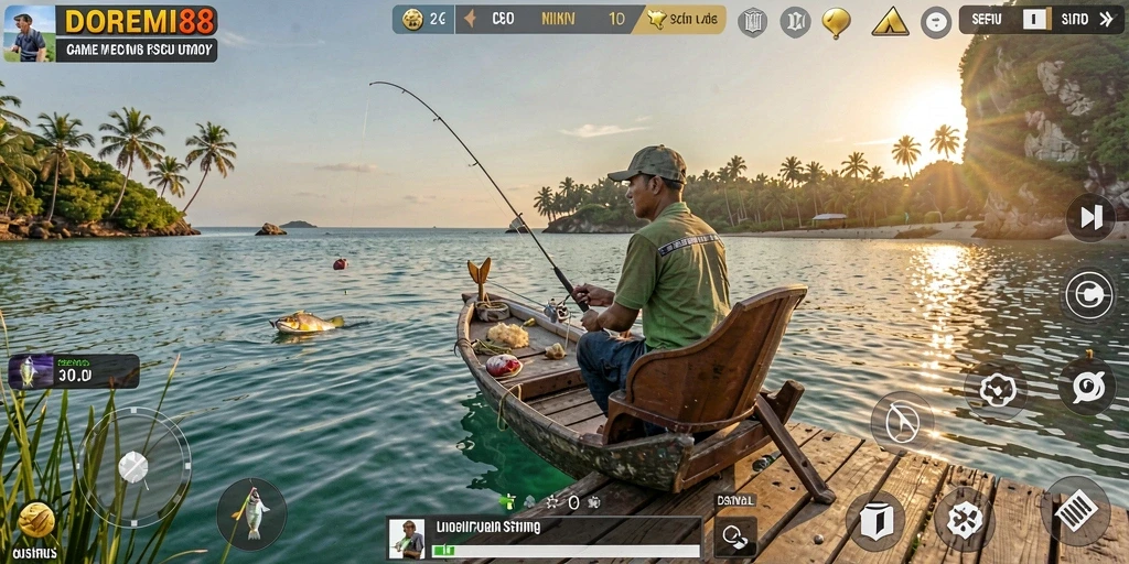 Screenshot gameplay DOREMI88 menampilkan aksi memancing yang mendebarkan.
