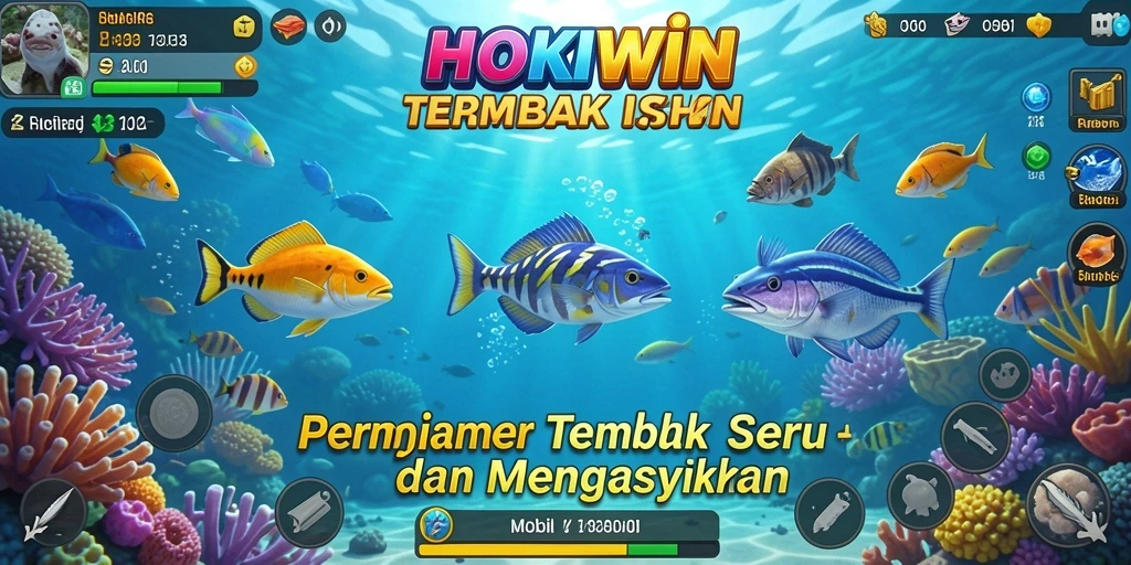 Screenshot HOKIWIN menampilkan keseruan dalam Tembak Ikan yang penuh warna.