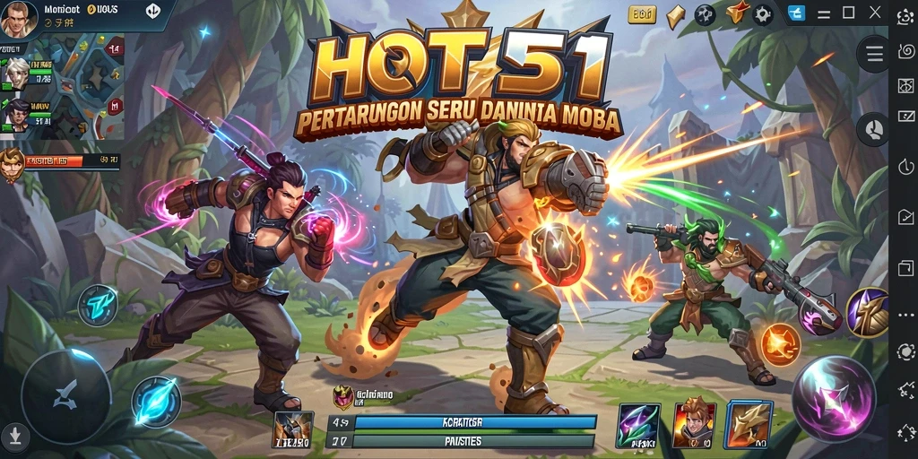 Screenshot HOT51 menampilkan aksi intens dalam pertandingan MOBA.