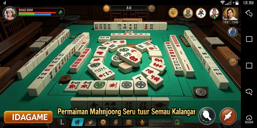 Tampilan gameplay Mahjong yang seru dan menantang di IDAGAME.