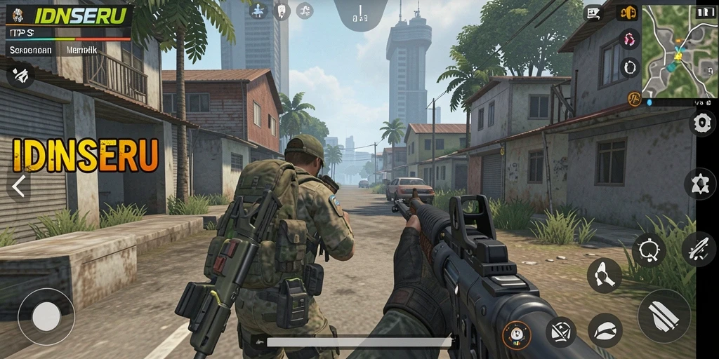 Tampilan menarik dalam gameplay IDNSERU dengan aksi tembak-menembak seru.