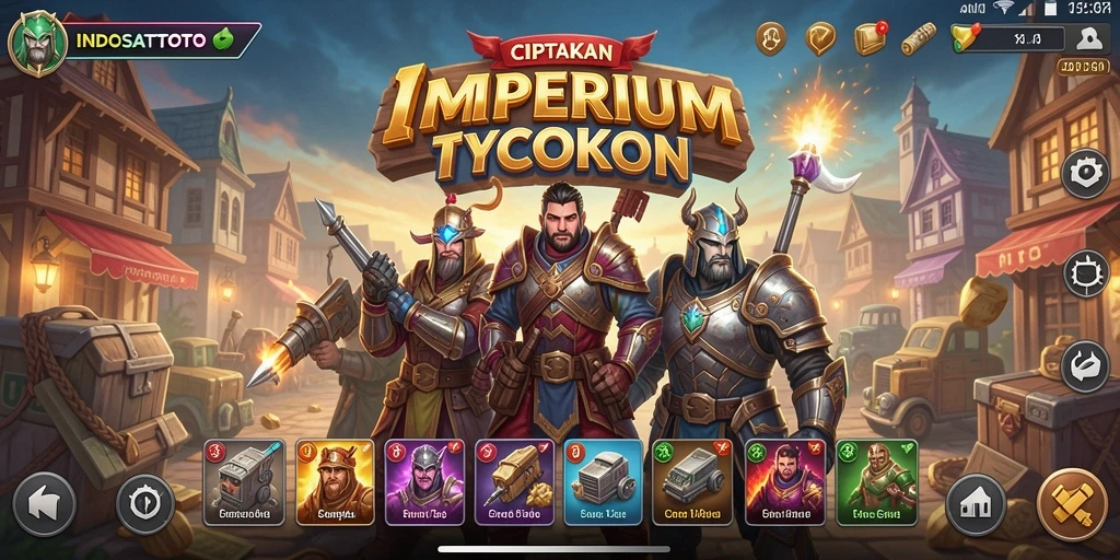 Screenshot gameplay INDOSATTOTO menampilkan kompleksitas manajemen bisnis Tycoon.