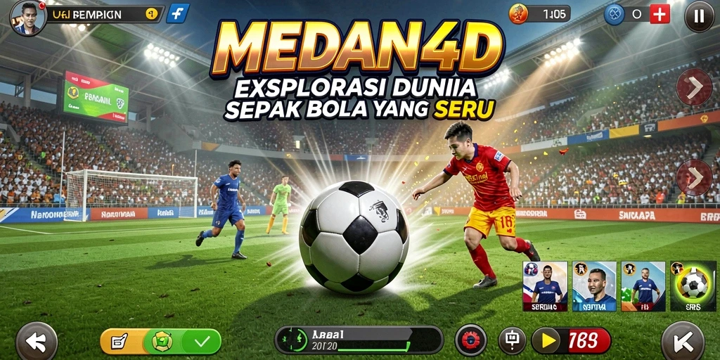 Tangkapan layar gameplay MEDAN4D yang menampilkan aksi sepak bola yang mendebarkan.