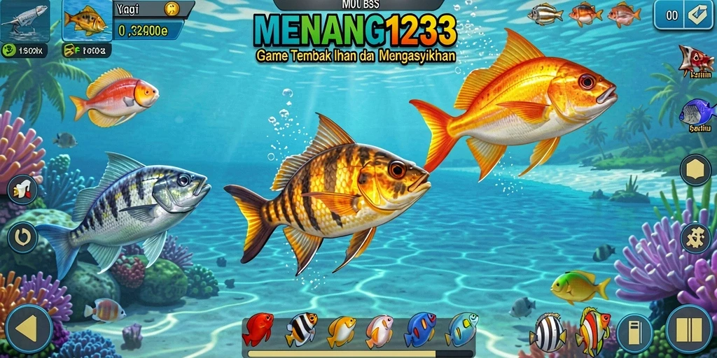 Tampilan menarik dari gameplay Tembak Ikan MENANG123.