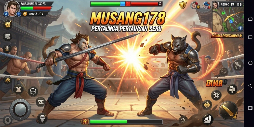 Gameplay pertarungan seru di MUSANG178 dengan karakter unik.