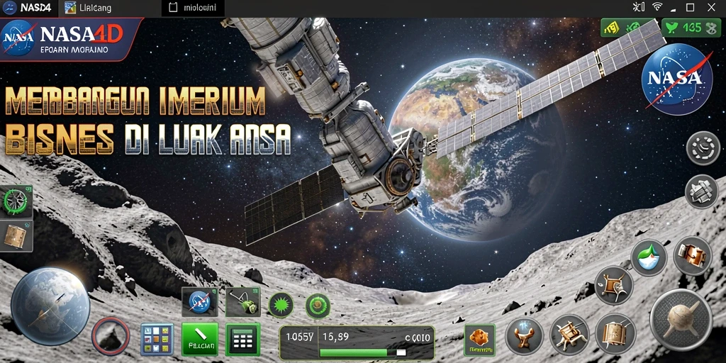 Screenshot dari gameplay <strong>NASA4D</strong> yang menunjukkan pembangunan bisnis luar angkasa.