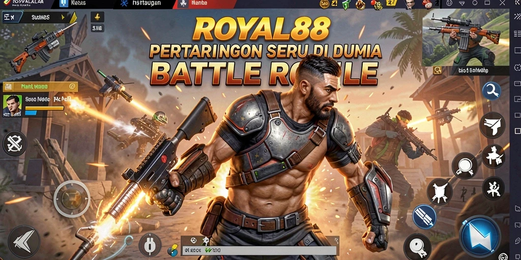 Screenshot gameplay ROYAL88 menampilkan pertarungan seru di arena Battle Royale.