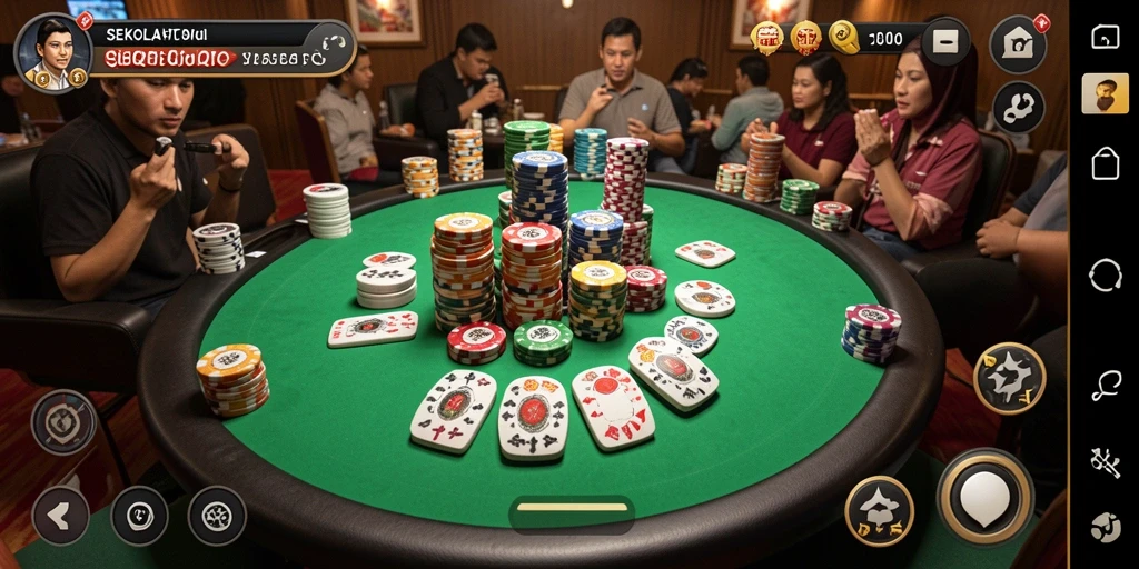 Tampilan gameplay menarik dari SEKOLAHTOTO dengan suasana QiuQiu.